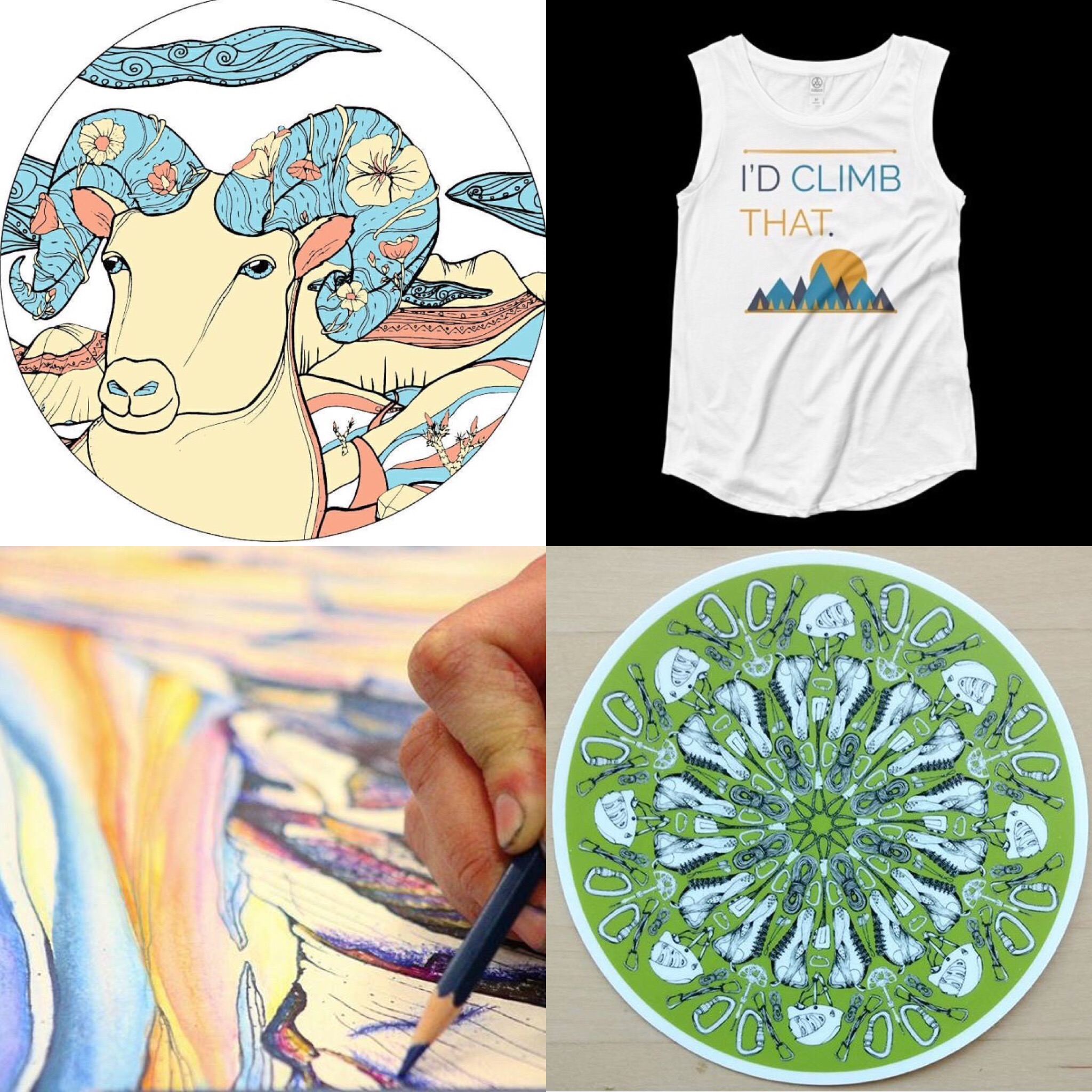 Mountain and climbing inspired designs