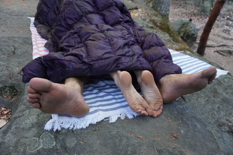 Climbers screw in sleeping bags