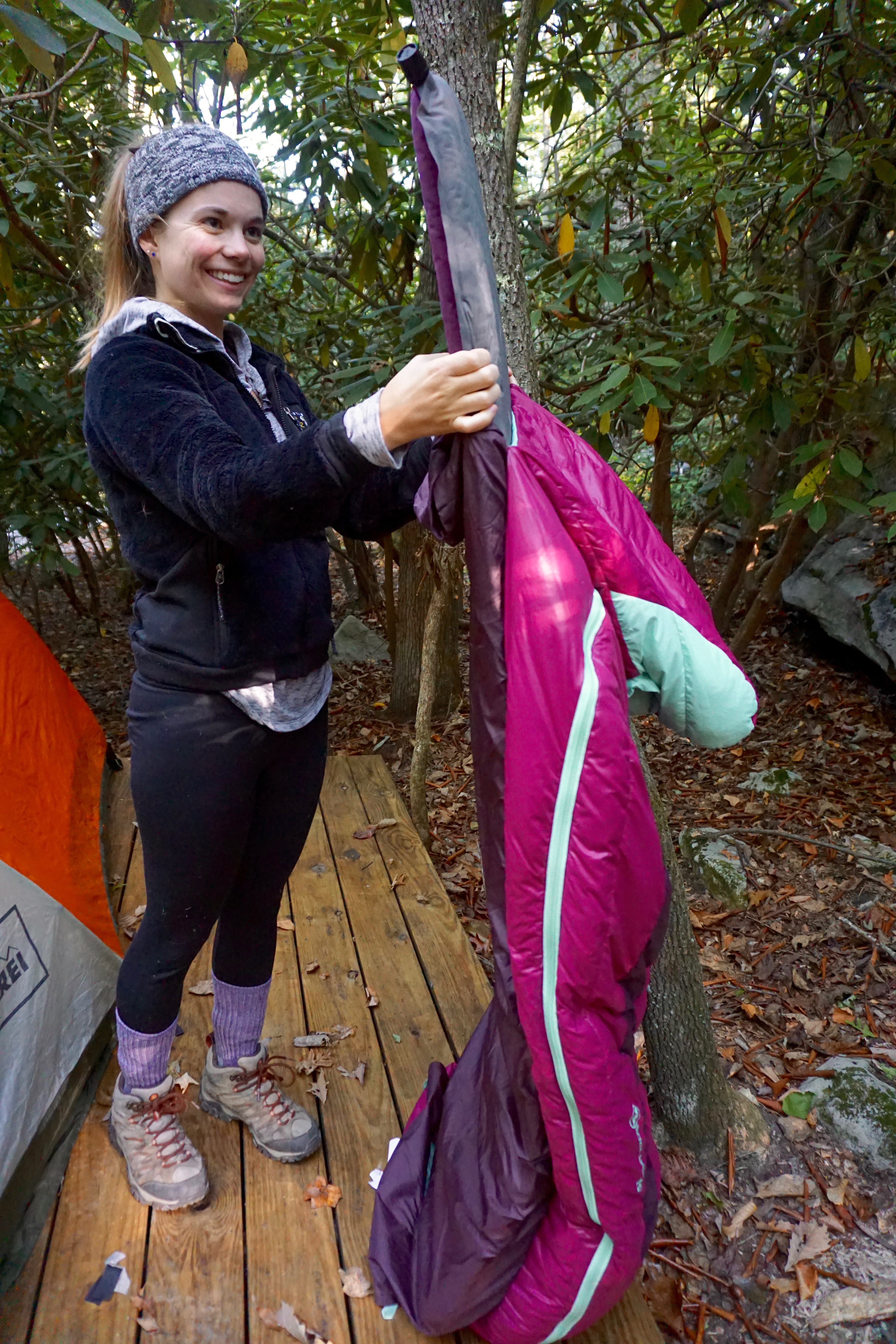 Integrated sleeping pad sleeve on a Big Agnes sleeping bag