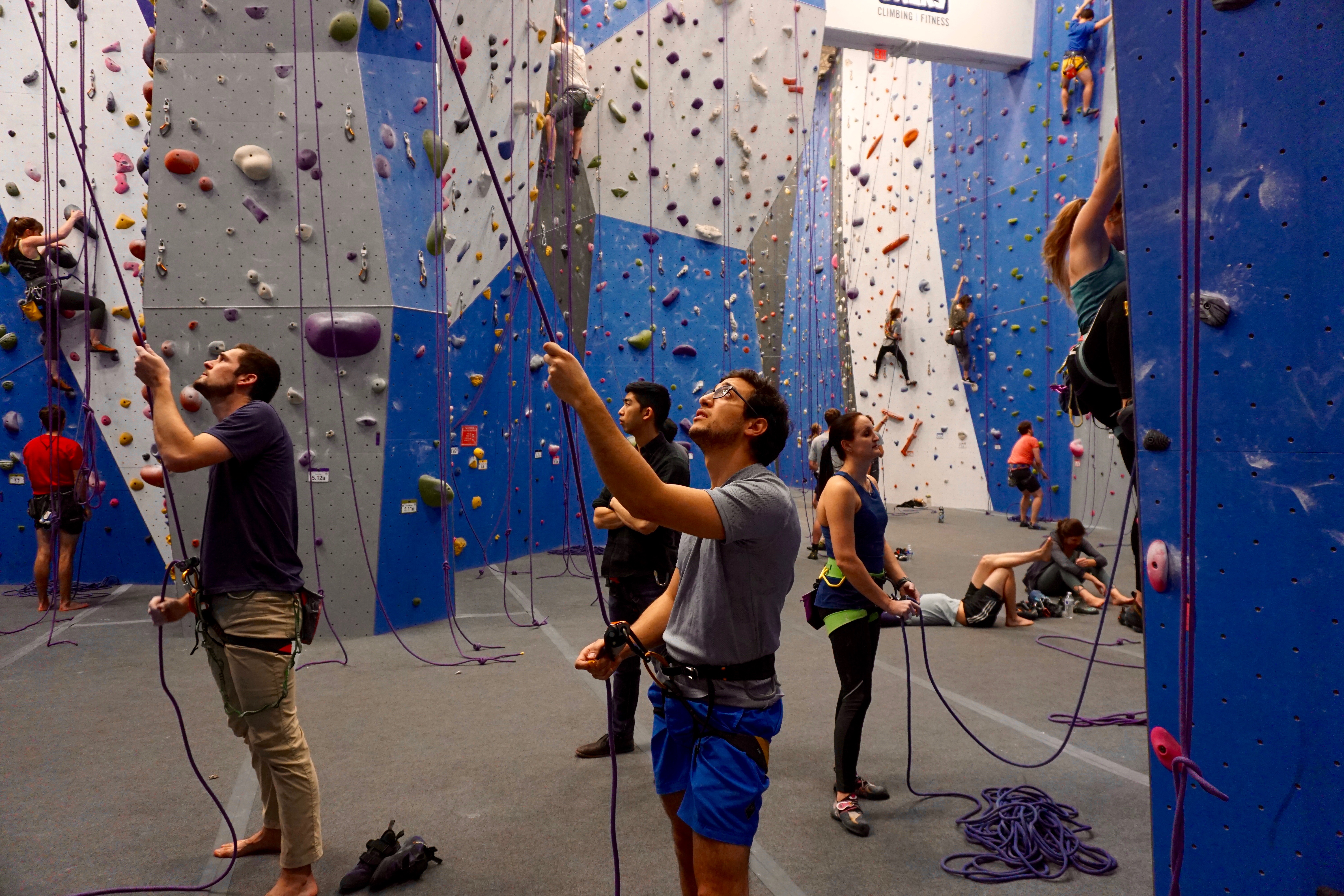 So many smiling faces while indoor gym climbing