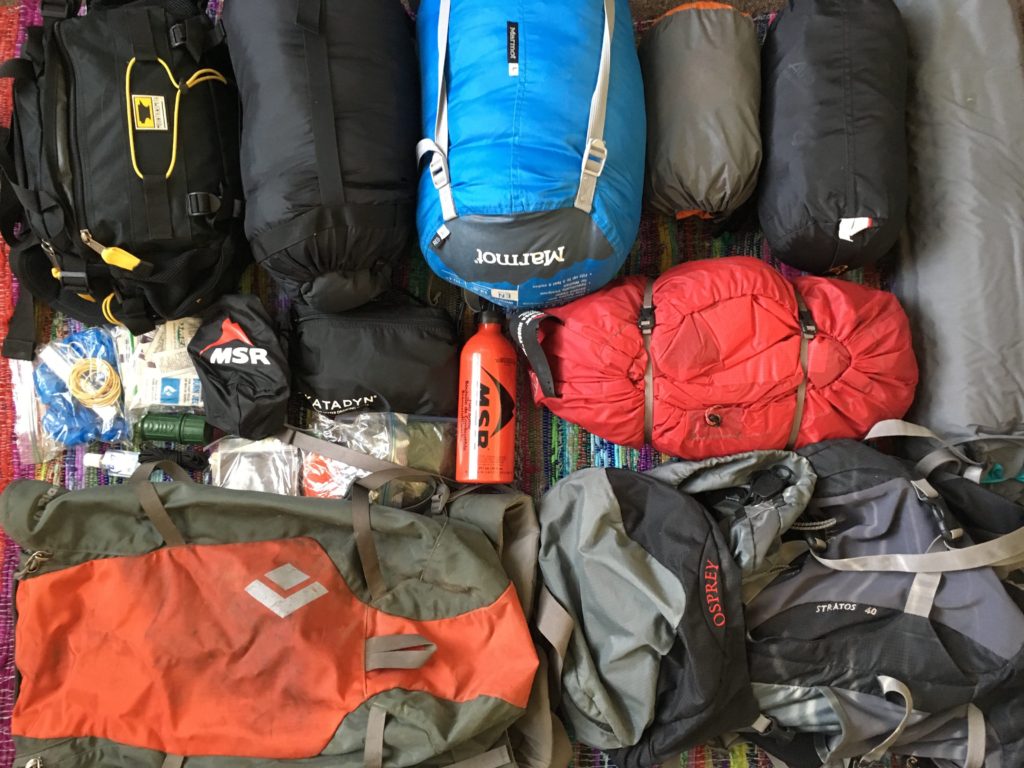 Planning a backpacking trip: lay out all your gear!