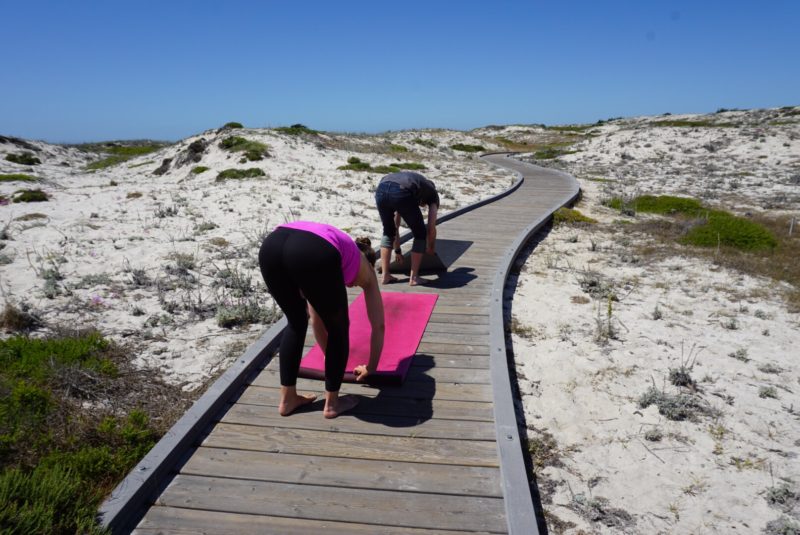 Yoga improves your sex life - setting up for boardwalk yoga