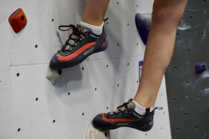 climbing lingo - wearing socks with climbing shoes