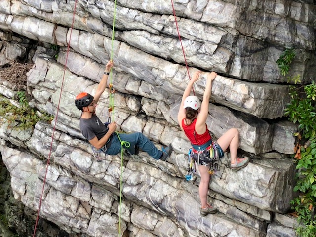 professional rock climbing guide - teaching trad leading